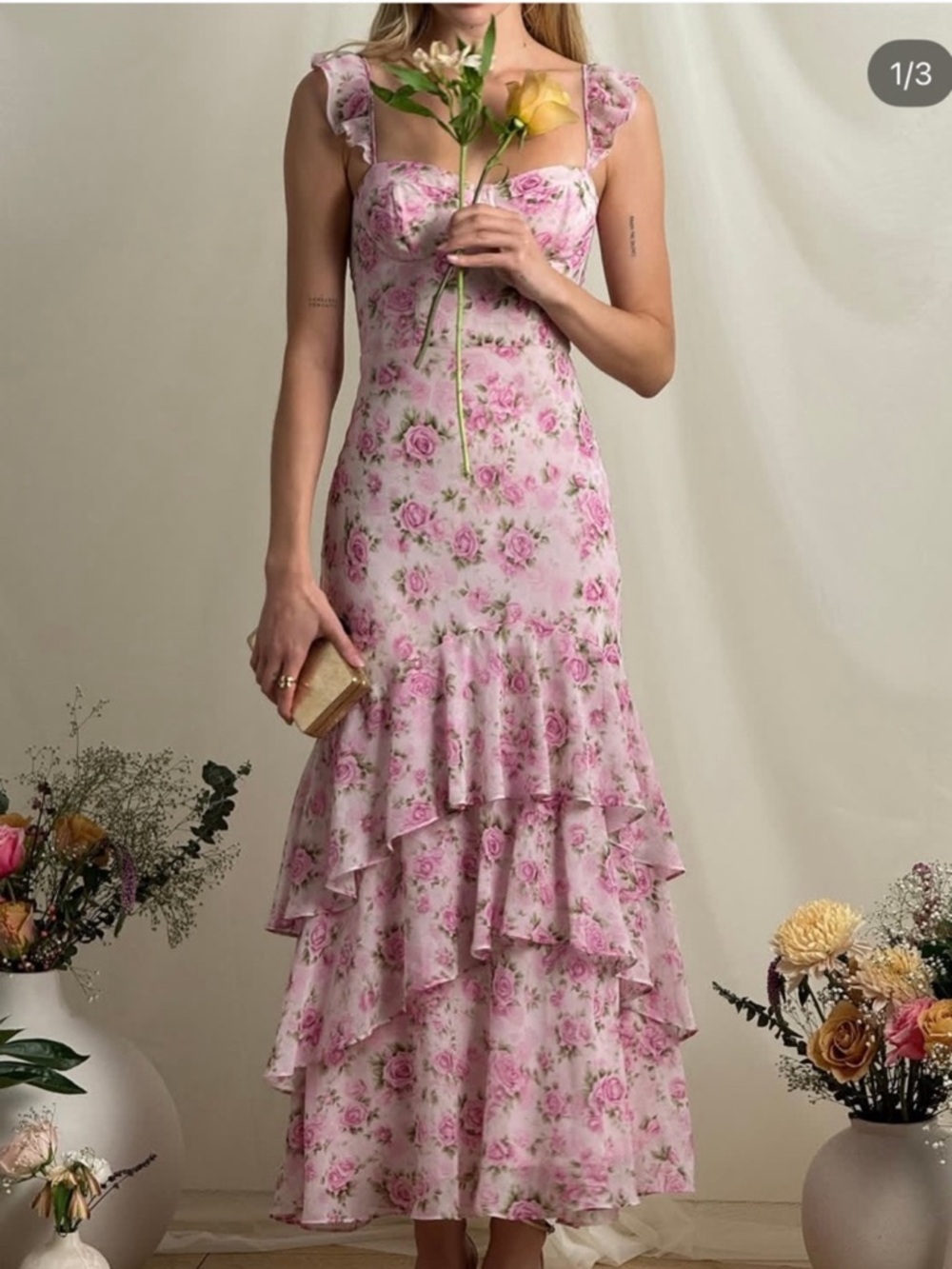 ASTR The Label Alcina Polka Dot Maxi Dress Pink Multi Floral - Picture 2 of 14
